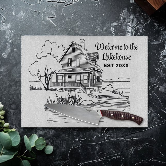 Planche À Découper Bienvenue dans le texte personnalisé Lakehouse (Créateur téléchargé)