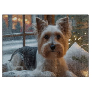 Planche À Découper Biewer Terrier avec lumières de Noël vacances