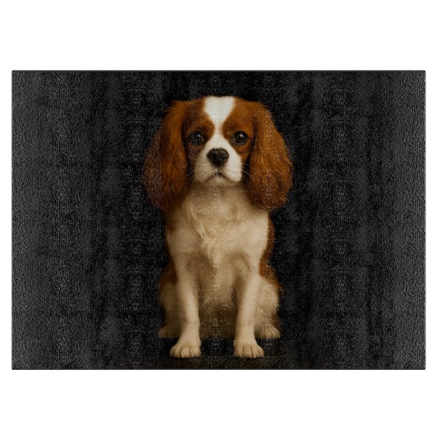 Planche À Découper Black 4 Luxe Glass board Cavalier Spaniel (Devant)