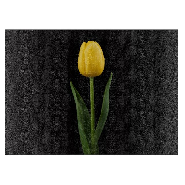 Planche À Découper Black 4 Luxe Glass board Golden Yellow Tulip (Devant)