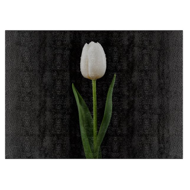 Planche À Découper Black 4 Luxe Glass board Pearl White Tulip (Devant)