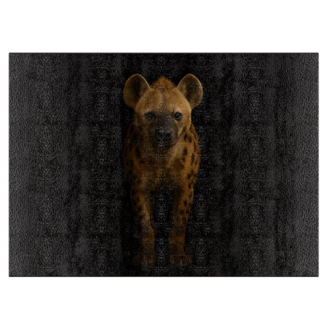 Planche À Découper Black 4 Luxe Glass board Wild Spotted Hyena (Devant)