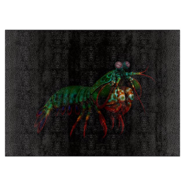 Planche À Découper Black 4 Luxe Glass cutting board Mantis Shrimp (Devant)