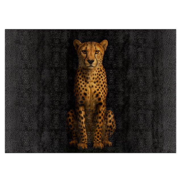 Planche À Découper Black 4 Luxe Glass cutting board Sleek Cheetah (Devant)