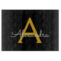 Black Gold Modern Script Girl Monogramme Nom