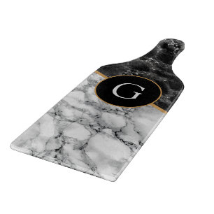 Planche À Découper Black White Marble Cutting Board Custom Letter