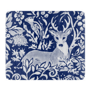 Planche À Découper Bleu Bleu Bleu Cerf Forêt Style Tapisserie