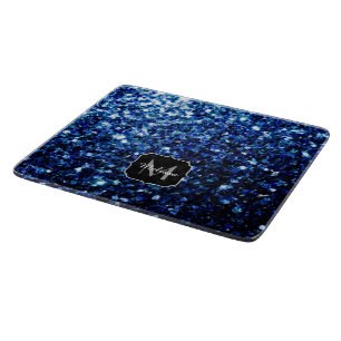 Planche À Découper Bleu foncé profond brillant faux paillettes scinti
