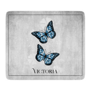 Planche À Découper Bleu papillon Floral Personnalisé