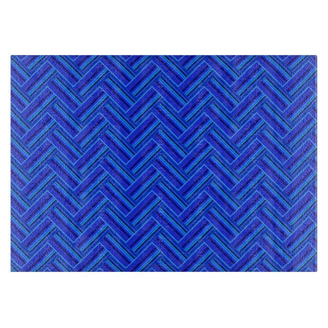 Planche À Découper Bleu rayures double motif (Devant)