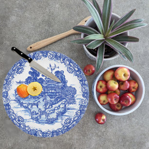 Planche À Découper Bleu renard sauvage Whimsical Floral Scène Oiseaux