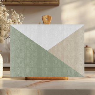 Planche À Découper Bloc de couleur moderne Triangles Sage Vert Beige