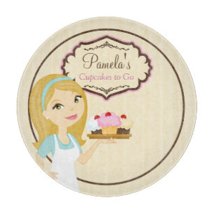 Planche À Découper Blonde Baker Cupcake D12 Round Cutting Board 1