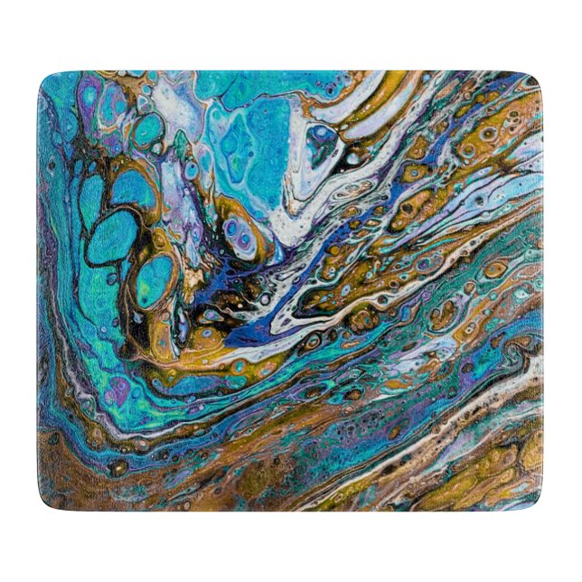 Planche À Découper Blue Beach, Rivière eau et pierres Art abstrait (Devant)