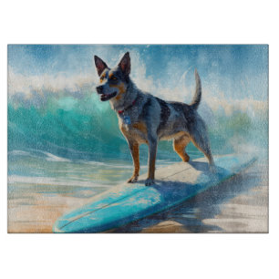 Planche À Découper Blue Heeler Beach Surfing Peinture