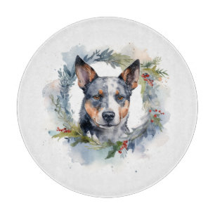 Planche À Découper Blue Heeler Christmas Wreath Festive Pup