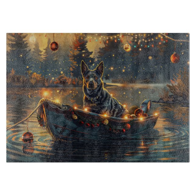 Planche À Découper Blue Heeler Noël Festive Voyage (Devant)
