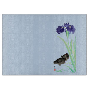 Planche À Découper Blue Irises and Moorhens par Ohara Koson