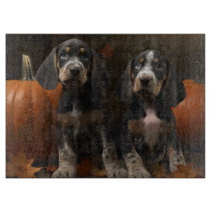 Planche À Découper Bluetick Coonhound Chiot Automne Citrouille de pla