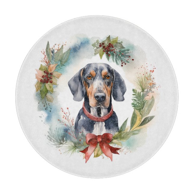 Planche À Découper Bluetick Coonhound Christmas Wreath Festive Pup (Devant)