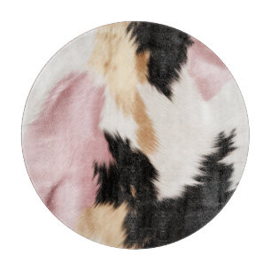 Planche À Découper Blush Rose Blanc Or Noir Vachette Animal