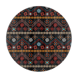 Planche À Découper Boho Ethnique : Tribal Coloré Sans Couleur.