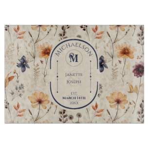 Planche À Découper Boho Fleur sauvage Floral Mariage personnalisé cad