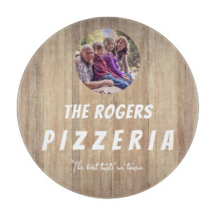Planche À Découper Bois Rustique Famille Photo Pizzeria Coupe Board