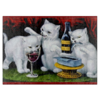 Planche À Découper Boisson blanche drôle de vin de sardines de partie