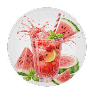 PLANCHE À DÉCOUPER BOISSON TROPICALE D'ÉTÉ AU THÈME PASTÈQUE