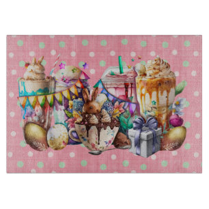 Planche À Découper Boissons de café chic Bunny de Pâques