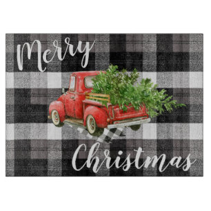 Planche À Découper Boîtier de coupe de verre de Noël Camion Red XMAS
