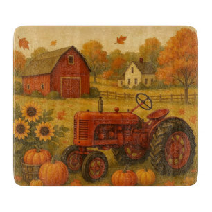 Planche À Découper Bon automne tracteur classique et ferme