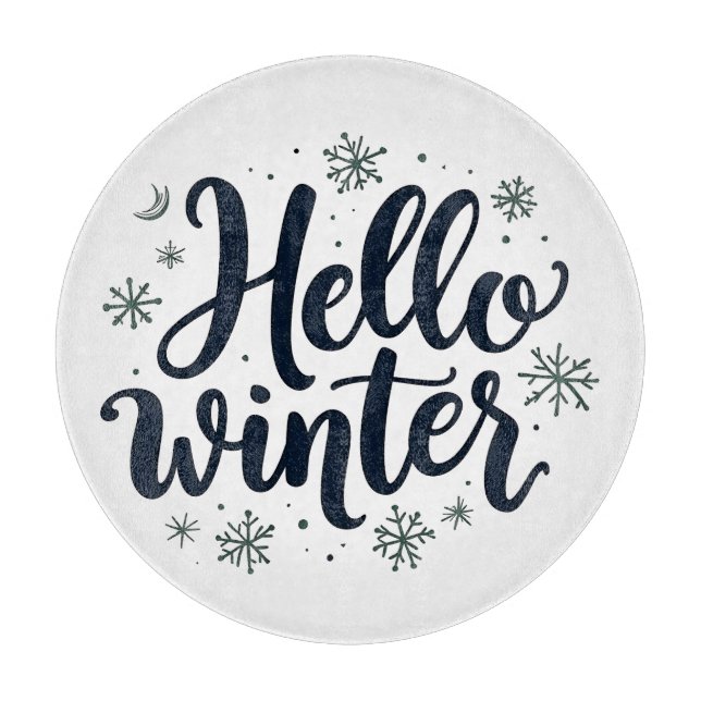 Planche À Découper Bonjour hiver Noël Flambeau de neige saison hiver (Devant)