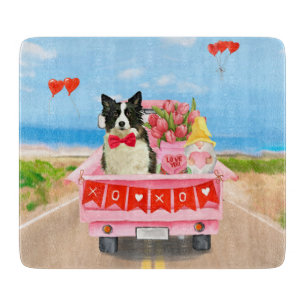 Planche À Découper Border Collie Chien Saint-Valentin Camion Cœurs