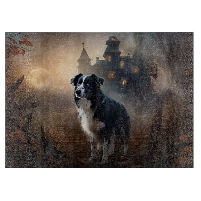 Planche À Découper Border Collie Halloween Épouvantable (Devant)