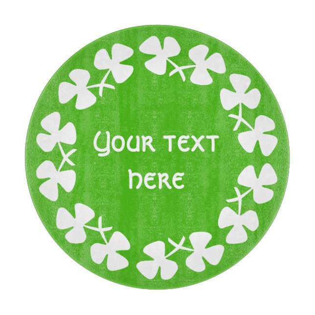 Planche À Découper Bordure Shamrock blanche Ajouter un texte (Devant)