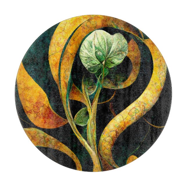 Planche À Découper Botanical Orchid Greens & Golds (Devant)