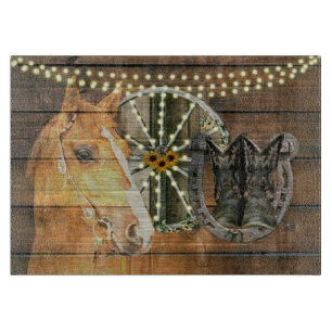 Planche À Découper Bottes de cow-boy à roue Western Horse Horseshoe W