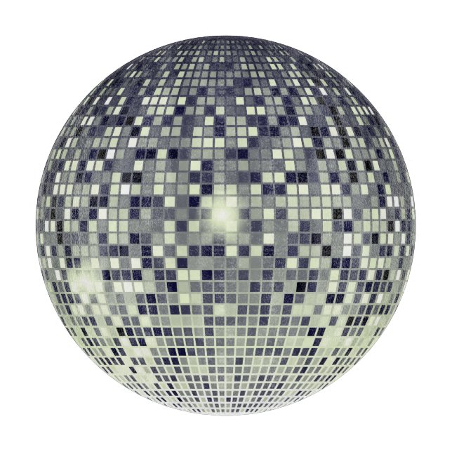 Planche à découper Boule disco argentée Rétro (Devant)