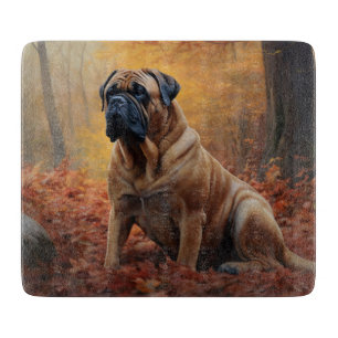 Planche À Découper Bouledogue mastiff dans Automne Feuilles Tombent I