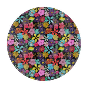 Planche À Découper Bouquet de fleurs botaniques et feuille