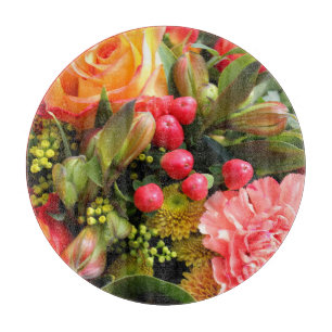 Planche À Découper Bouquet de fleurs de couleurs automnales Photo