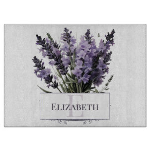 Planche À Découper Bouquet de lavande à l'aquarelle personnalisé