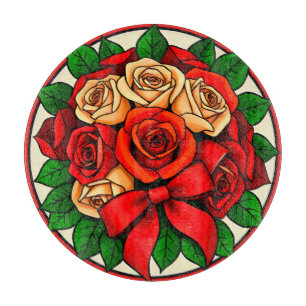 Planche À Découper Bouquet élégant de roses rouges et blanches