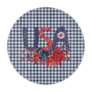 Planche À Découper Bouquet Patriotique Rouge Blanc & Bleu USA