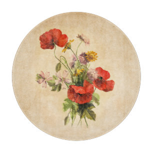 Planche À Découper Bouquet rustique vintage Pépites rouges Fleurs sau