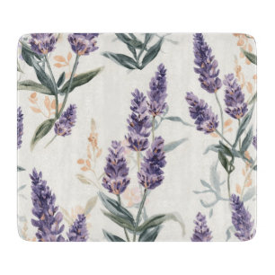 Planche À Découper Bouquets de Lavande Aquarelle Botanique Fleur Viol