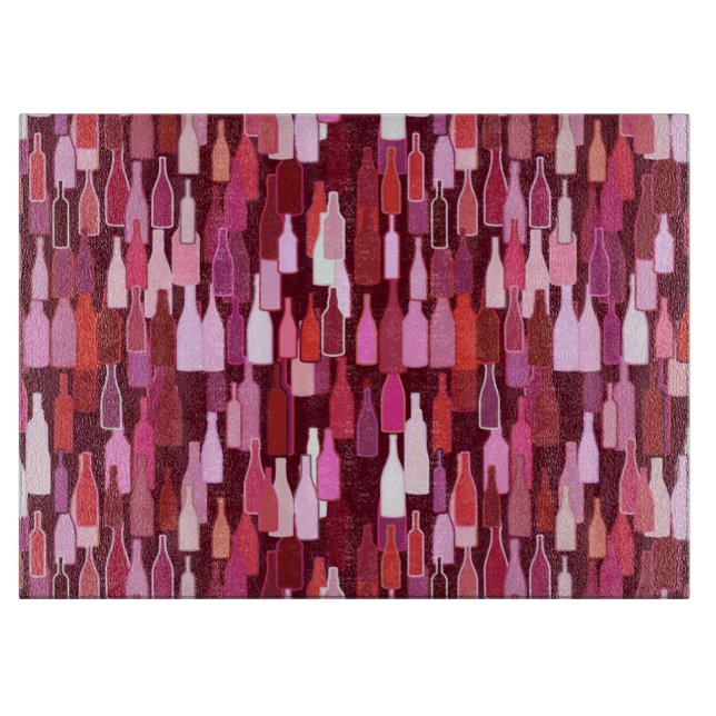 Planche À Découper Bouteilles de vin, nuances de prune, arrière - pla (Devant)