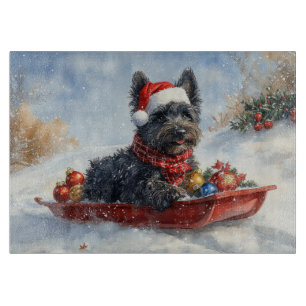 Planche À Découper Bouvier des Flandres Chien en Traîneau Noël
